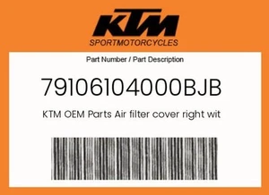 KTM Genuine Air Filter Cover Right With Decal - 79106104000Bjb - Picture 1 of 4