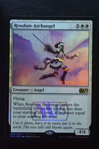 Magic The Gathering MTG RESOLUTE ARCHANGEL FOIL Magic 2015 Prerelease LP Played - Picture 1 of 2