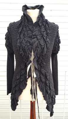 PIRO by ELISA CAVALETTI  extravagante dunkelgraue Strick / Sweat Jacke Gr. L - Bild 1 von 4