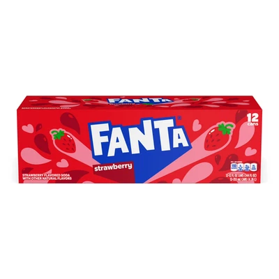 Paquete de nevera Fanta Strawberry Soda Pop, 12 fl oz, paquete de 12 latas Foto 1 de 4