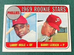 Tarjeta de béisbol 1969 Philadelphia Phillies Rookie Stars Hisle & Lersch casi nueva/como nueva - Imagen 1 de 2