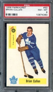1958-59 Parkhurst #50 Brian Cullen PSA 8 Maple Leafs *ML70-573 - Picture 1 of 2