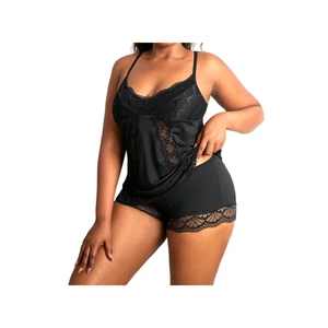 Women's Lace Lingerie Sleepwear Set Pajama Pink Camisole Tank Top Shorts Set 4X - Picture 1 of 4