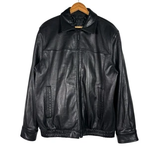 JHANE BARNES Cappotto Giacca Pelle Morbida Burra Uomo 42/L Nero Nuova Zelanda Agnello - Foto 1 di 10