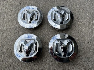 OEM Set 4 Chrome RAM 1500 Wheel Center Caps Used 2.5" 6KF18TRMAA 2019-2025 - Picture 1 of 6