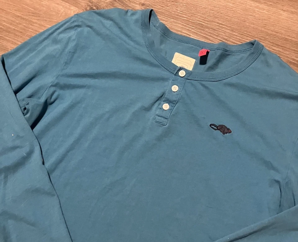 Marc Jacobs Stinky Rat Long Sleeve Henley Shirt Men’s Size Large Blue - Image 1 of 4