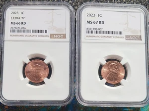 2023 NGC MS66 RED LINCOLN EXTRA V VDB ERROR CENT PENNY RARE + regular MS67 - Picture 1 of 11
