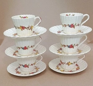 6 Stück Vintage Spode Copland Demitasse Espressotassen Untertassen Korb Rose England - Bild 1 von 20