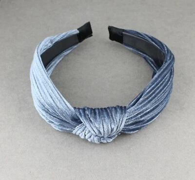 Diadema nudo turbante terciopelo gris tela terciopelo pana cordón agarre dientes gris Foto 1 de 4