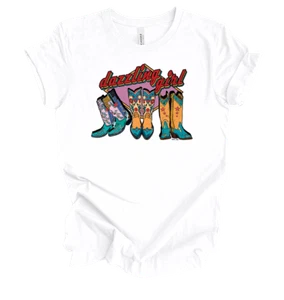 Dazzling Girl Boots Colorfully Cute Western Trio Shoes Short Sleeve Ladies - Picture 1 of 4