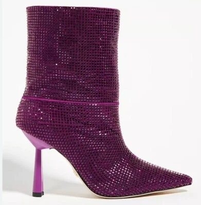 Nuevas botas Lola Cruz Koilo púrpura estrás cuero incrustado media pantorrilla 9/39 $385 Foto 1 de 4
