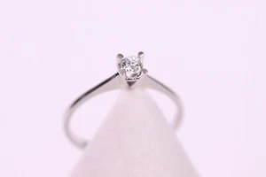 Solitaire Ring From 18K/750er White Gold With Brilliant 0.14 CT Si / W Size 54 - Picture 1 of 10