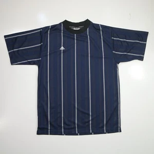 Vintage Adidas Soccer Jersey Mens Medium Blue White Striped Short Sleeve 90s - Picture 1 of 12