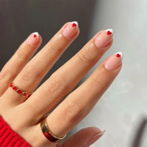 24Pcs Valentines Heart Full Cover False for Women and Girls DIY Manicure - Picture 1 of 8