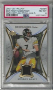 2007 Trilogy BEN ROETHLISBERGER Steelers Sunday's Best Jersey Gold #'d/33 PSA 8 - Picture 1 of 2