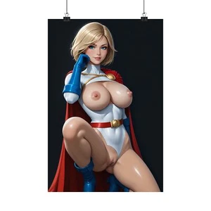 Póster hentai de Power Girl - Arte de pared sexy desnudo con curvas DC Comics heroína NSFW - Imagen 1 de 8