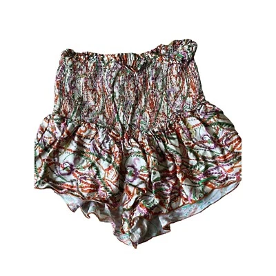 Pantalones Cortos Zara Culotte Mujer Pequeños Multicolor Abstractos Acanalados Boho Gitana Casa de Campo Foto 1 de 4