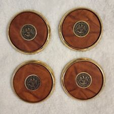 (4) Vintage Official Great Seal State of Mississippi Coasters Brass Leather Look