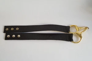 Leatherock Black Gold Leather Belt Sz SM Horse Bit Equestrian Western 27"-31.5" - Picture 1 of 7