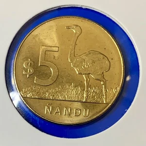 Uruguay 5 pesos 2014 KM137 moneta mondiale animale Nandu grande aspetto Emu struzzo uccellino - Foto 1 di 3