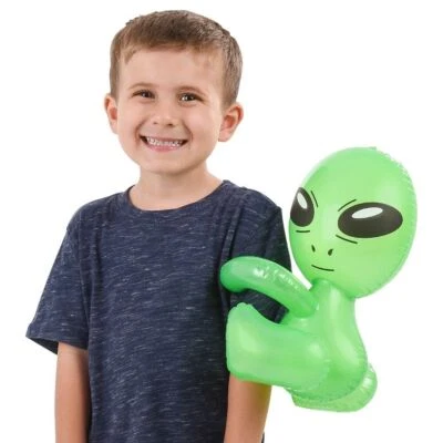 12" HUG-ME ALIEN INFLATABLE BLOW UP INFLATE - UFO Space Child Green Toy Inflate - Image 1 of 4