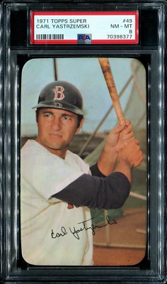 PSA 8 NM MINT 1971 TOPPS SUPER CARL YASTRZEMSKI #37 YAZ RED SOX HOF 98377 SD147 - Image 1 of 2