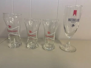 Glass Lot (4) Vintage Budweiser Michelob 6 oz. 8 oz. Stemmed Anheuser Busch - Picture 1 of 2
