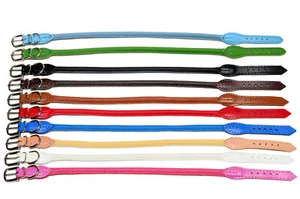 HandMade Real LEATHER ROLLED Round SLIP DOG COLLARS MULTICOLORED Flat Buckle - Picture 1 of 18