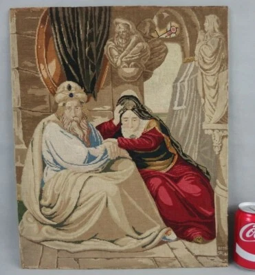 Aubusson ? ancienne tapisserie le roi Salomon et la reine de Saba ? tapestry 19C - Photo 1/2