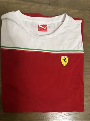 法拉利复古彪马赛车 T 恤红色白色 XL 码 — 第 1/4 张图片