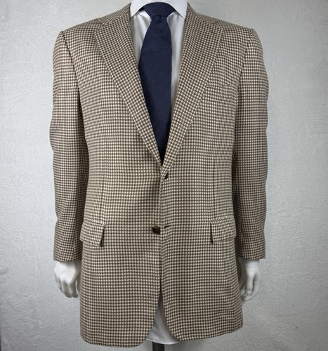 GUCCI KITON Cappotto sportivo marrone pied de poule lana cashmere seta misto lino 52IT 42US NUOVO SENZA ETICHETTE