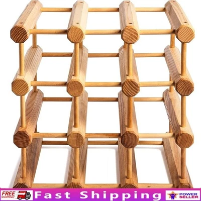 Modular 12 Bottle Wine Rack Made from Sustainable Ash Wood Home Organization New - Image 1 of 4