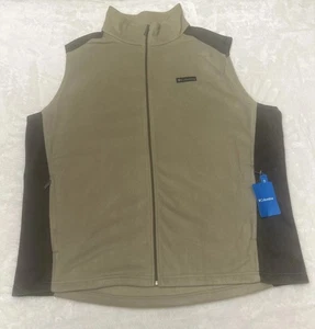 Columbia Steens Mountain Fleece Vest Men's 3X Big Tall Tan/Gray Full Zip - Picture 1 of 9