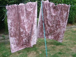 Vintage Dunhelm Lined Crushed Pink Velvet Feel Curtains L 168cm X Height 182cm - Picture 1 of 4