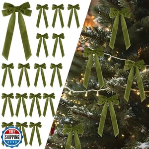 Senjie 16Pcs Velvet Ribbon Bows for Christmas Tree, Vintage Rustic Small Craf - Picture 1 of 5