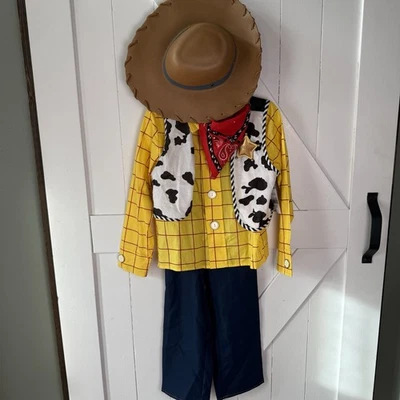 Disney Pixar Woody Toy Story 3-piece Costume for Kids size 7/8 With Hat NEW - Image 1 of 4