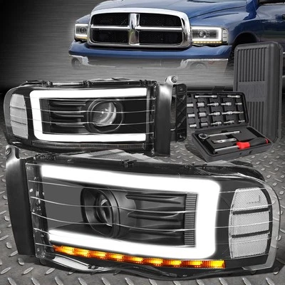 ДЛЯ 02-05 DODGE RAM LED DRL ЧЕРНЫЙ ПРОЗРАЧНЫЙ ПРОЕКТОР ФАРЫ ФАРЫ ФАРЫ ФАРЫ + НАБОР ИНСТРУМЕНТОВ - Изображение 1 из 4