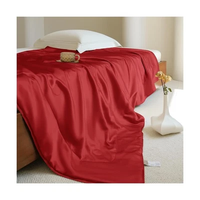 THXSILK 真丝毯,100% 桑蚕丝冷却毯,轻便...快速发货 — 第 1/4 张图片