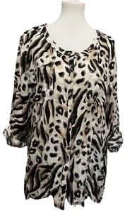 JM Collection Bluse Gepardenmuster Größe 16 Animalprint Damen Oberteil - Bild 1 von 7