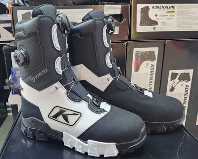KLIM "ADRENALINE PRO S GTX" DUAL BOA SNOWMOBILE BOOTS BLACK/WHITE MEN'S U.S. 11 - Imagem 1 de 4