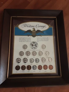 Kriegsmünzen gerahmt Set 20 US Münzen 1942 - 1945 Silber Nickels - Bild 1 von 2