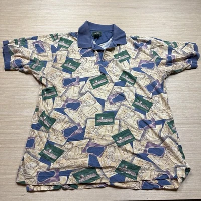 Camisa Polo Vintage Dockers Años 90 Golf AOP Grande Para Hombre Estampado Completo Country Club Foto 1 de 4