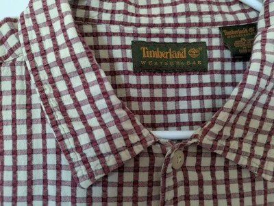 Timberland Weathergear Short Sleeve Mens XL Button Up Shirt Maroon Plaid Cotton  - Image 1 of 4