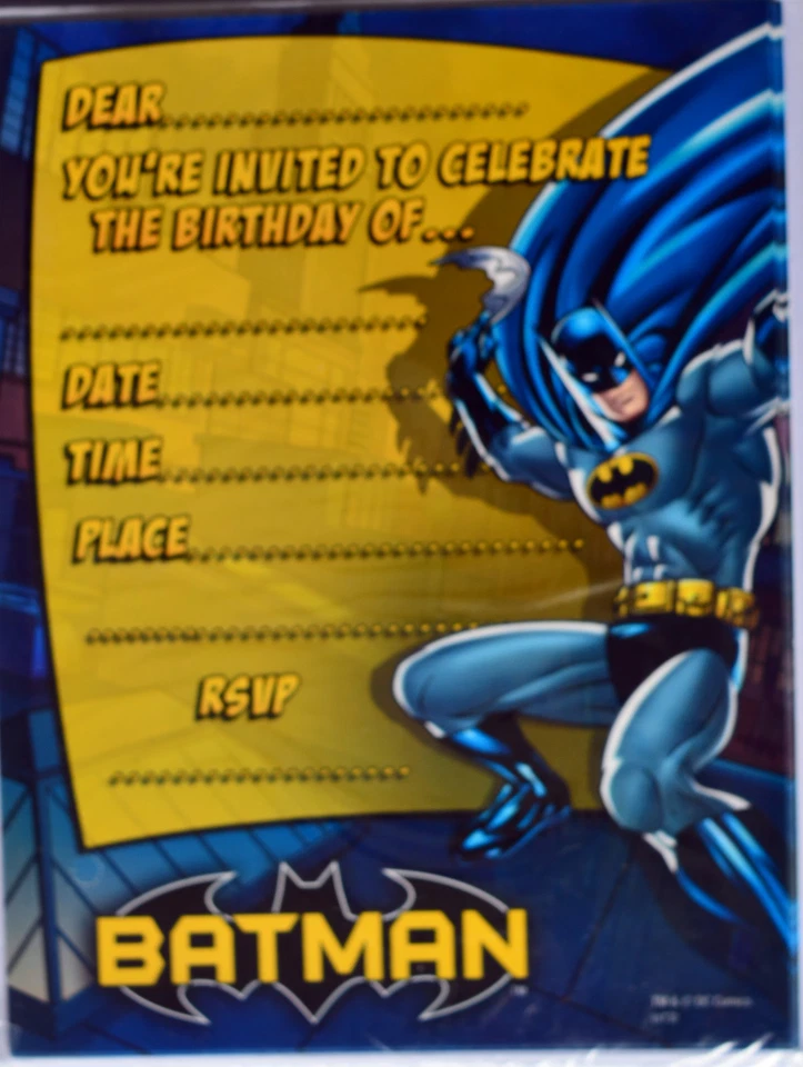 Batman Party Supplies INVITES / INVITATIONS PACK OF 8 - image 1 of 1