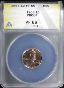 1963 Proof Lincoln Memorial One Cent ANACS Graded PF 66 RD (2431637) - Picture 1 of 4