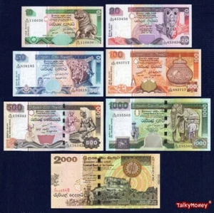 2005-2006 SRI LANKA JUEGO DE 7 BILLETES P-108/121 10-2000 RUPIAS CRUJIENTES UNC - Imagen 1 de 2