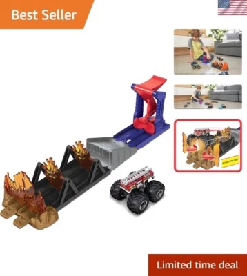 Monster Trucks Fire Through Playset with 1:64 Die-Cast 5-Alarm Truck for Kids - Image 1 of 4