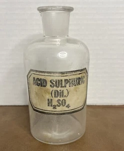DIL SCHWEFELSÄURE HCL Druck Etikett Glasflasche Apotheker Chemie Labor - Bild 1 von 4