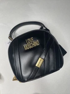 LOVE MOSCHINO BORSA NAPPA PU NERO CROSSBODY BAG Gold Design Round Bucket - Bild 1 von 7