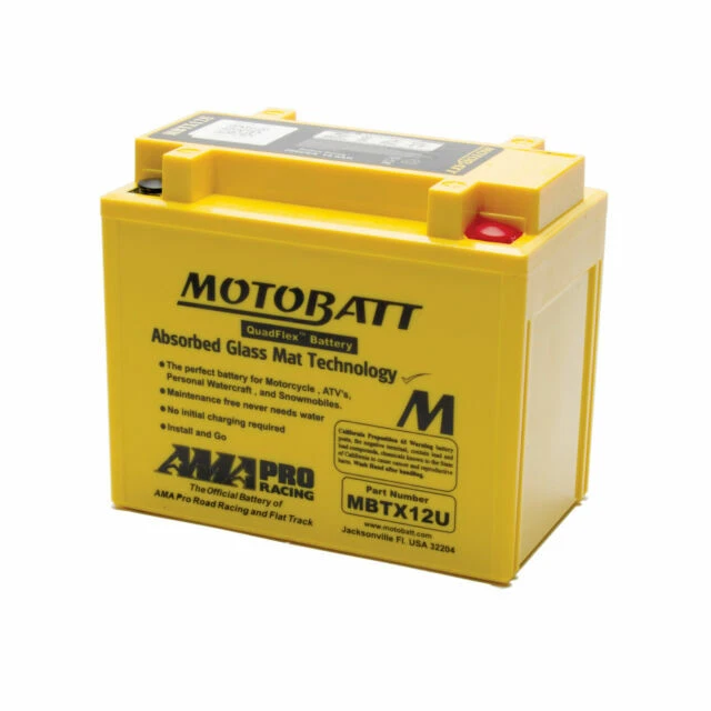 MotoBatt QUADFLEX AGM Motorcycle Battery MBTX12U